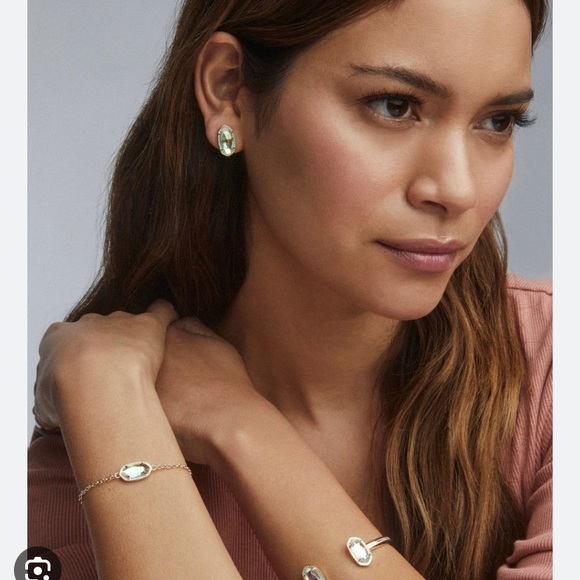 EUC Kendra Scott Ellie Dichroic Glass stud earrings in Rhodium silver - Picture 2 of 7